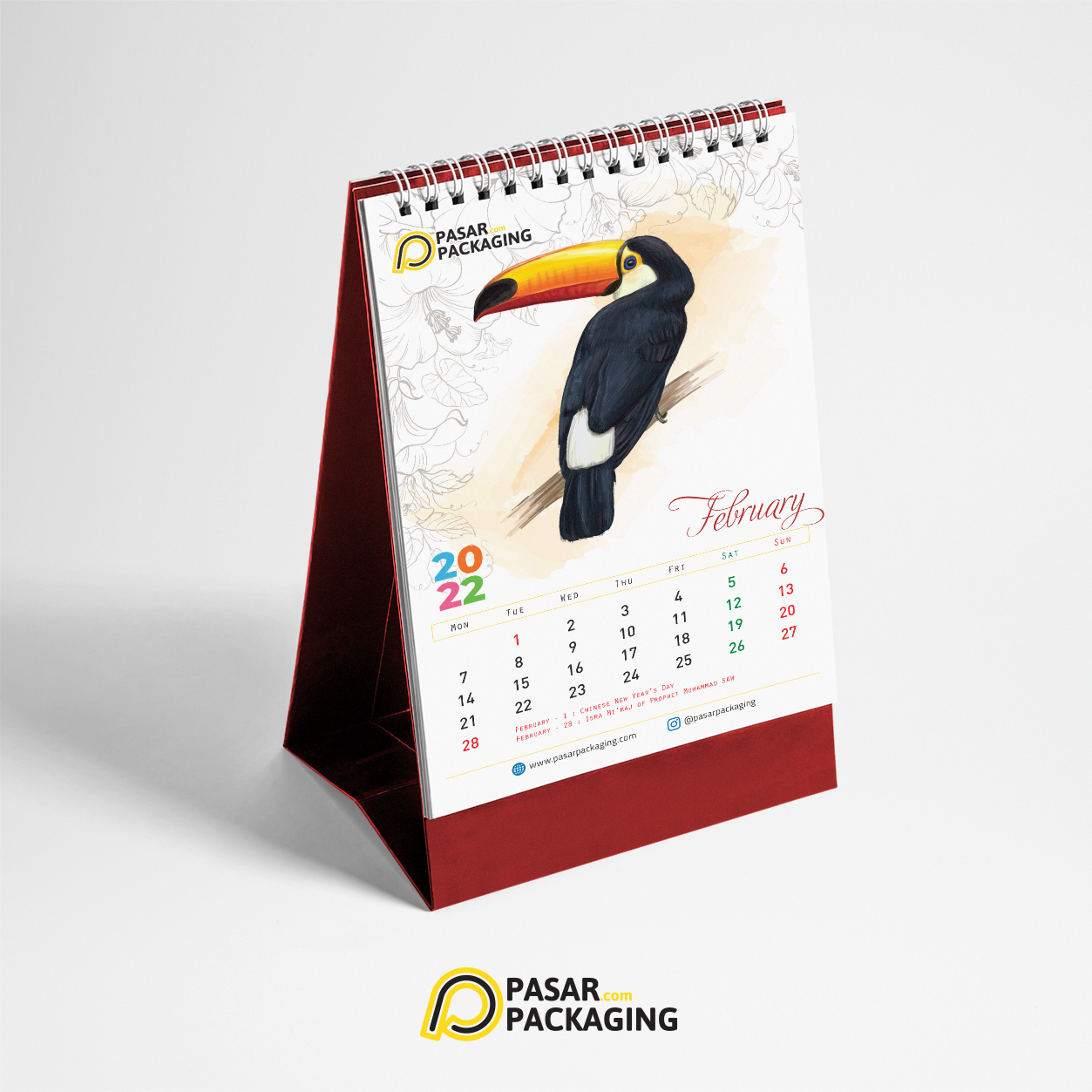 2022 - Portrait Desk Calendar - Pasar Packaging