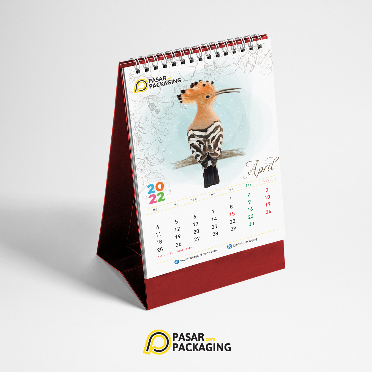 2022 - Portrait Desk Calendar - Pasar Packaging