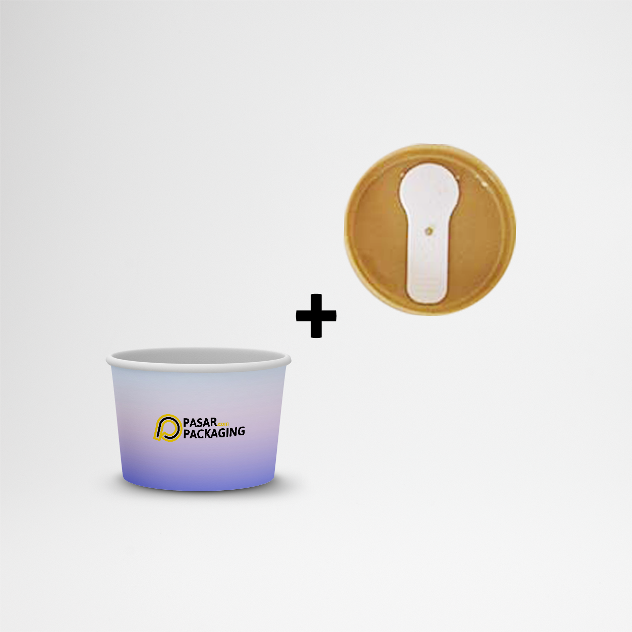 4oz Ice Cream Paper Cup + Lid Spoon - Printed - Pasar Packaging
