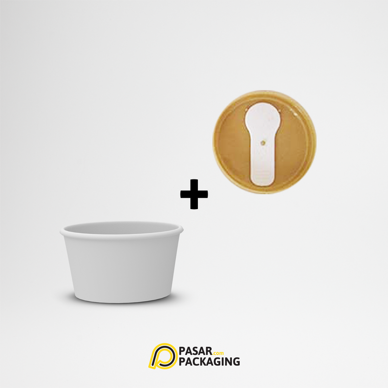 5oz Ice Cream Paper Cup + Lid Spoon - Pasar Packaging