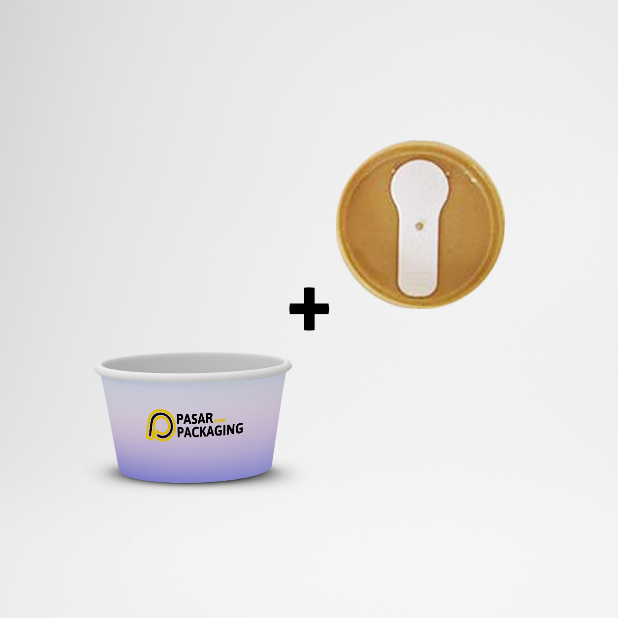 5oz Ice Cream Paper Cup + Lid Spoon - Printed - Pasar Packaging