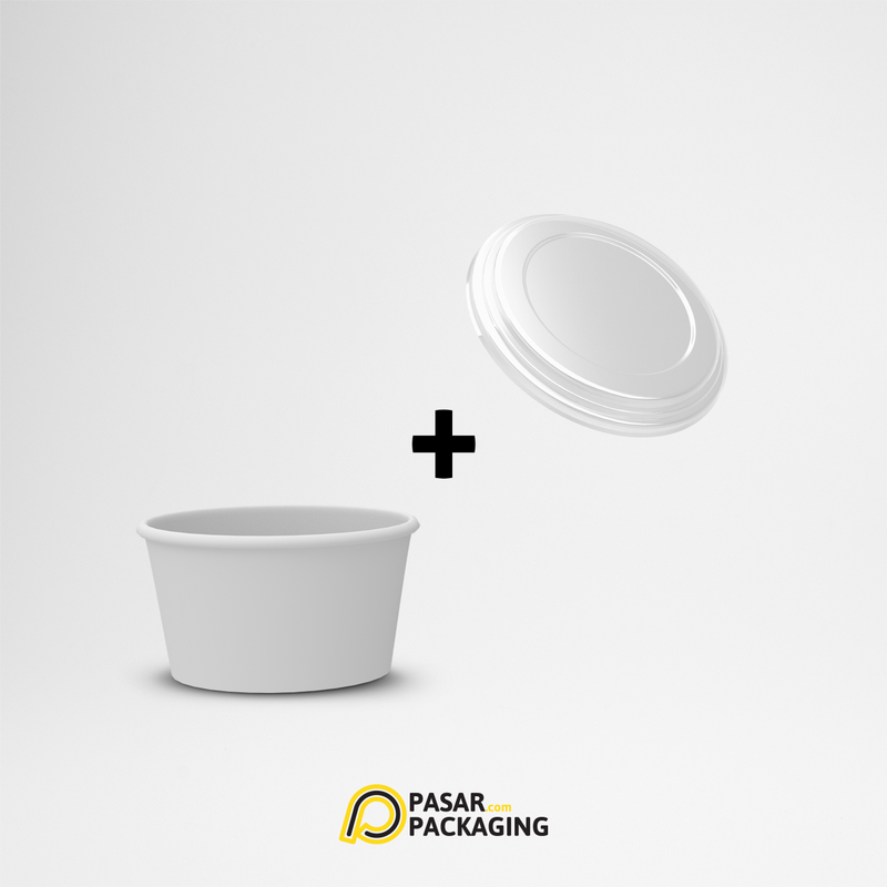 5oz Ice Cream Paper Cup + Lid - Pasar Packaging