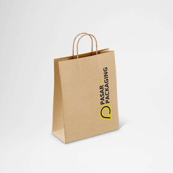 Shopping Bag Kraft Paper Twist Rope Large - Printed - Pasar Packaging