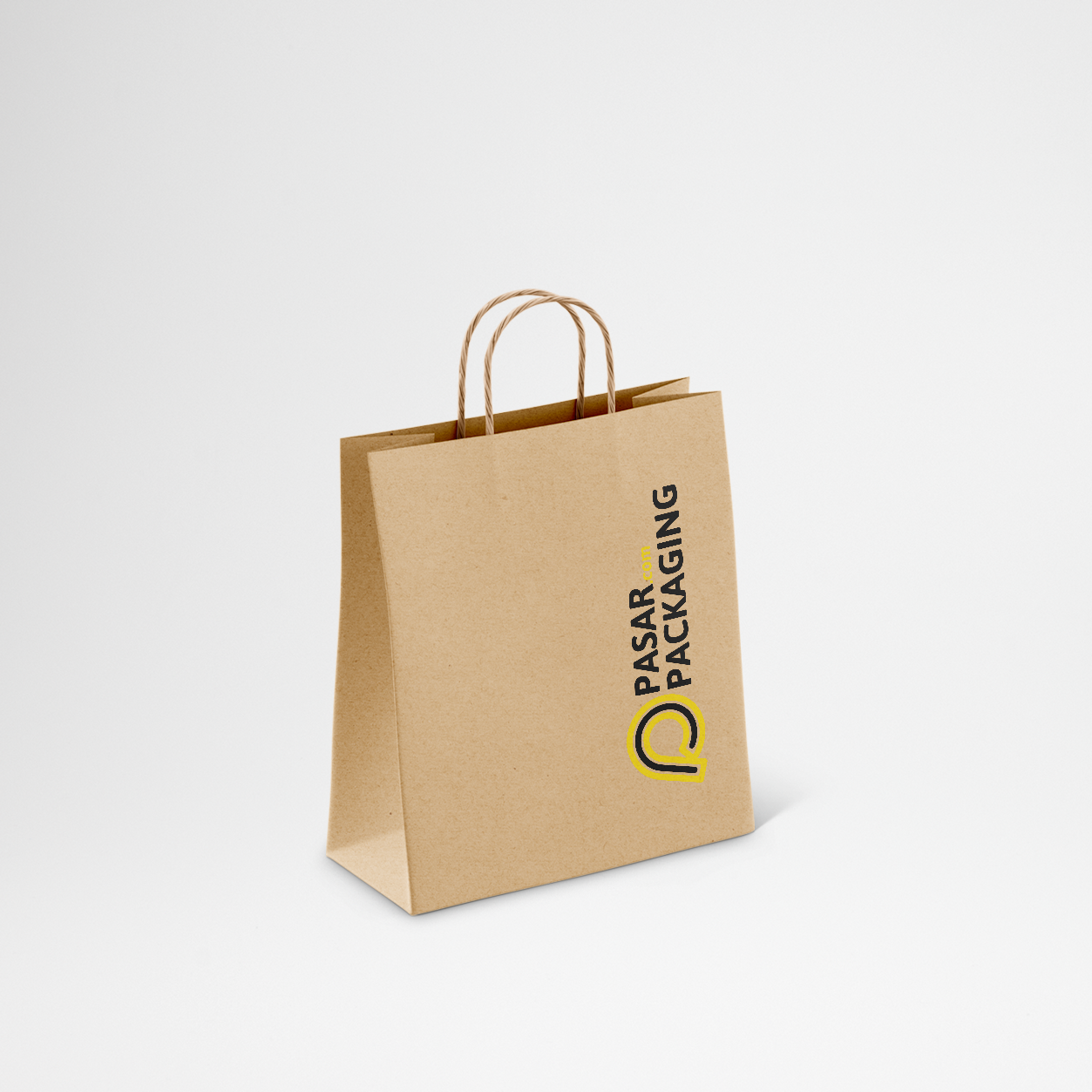 Shopping Bag Kraft Paper Twist Rope Medium - Printed - Pasar Packaging