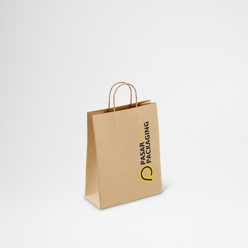 Shopping Bag Kraft Paper Twist Rope Small - Printed - Pasar Packaging